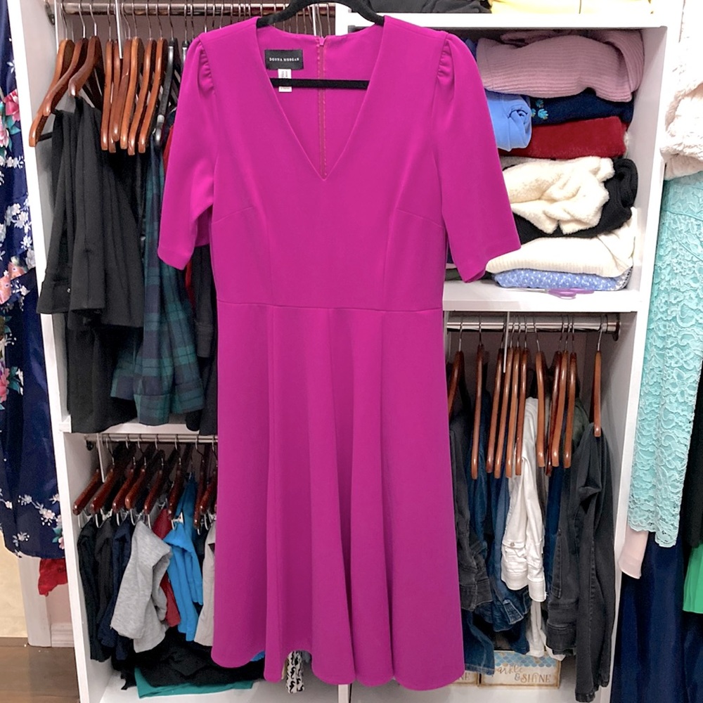 Donna Morgan Deep Orchid A-line Short Sleeve Dress 10